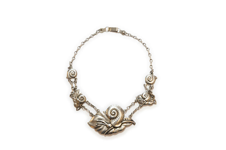 McClelland Barclay gold plated acanthus leaf statement necklace