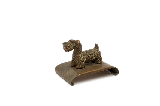 Bronze plated spaniel dog is the handle on this vintage 1930s ink blotter rocker