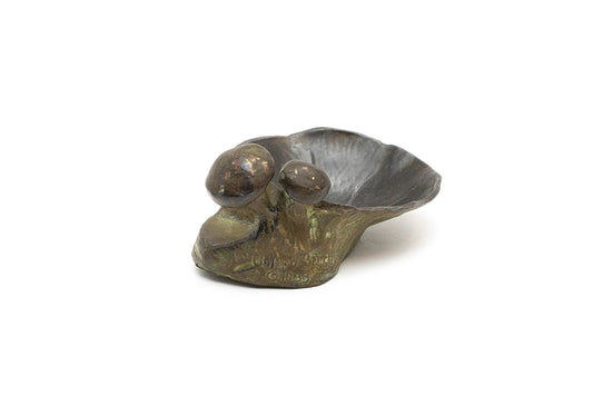 McClelland Barclay signature and © 1933 date on side of decorative bronze mushroom dish