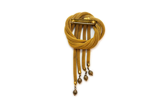 McCLELLAND BARCLAY Goldtone Looped Mesh Tassel Brooch