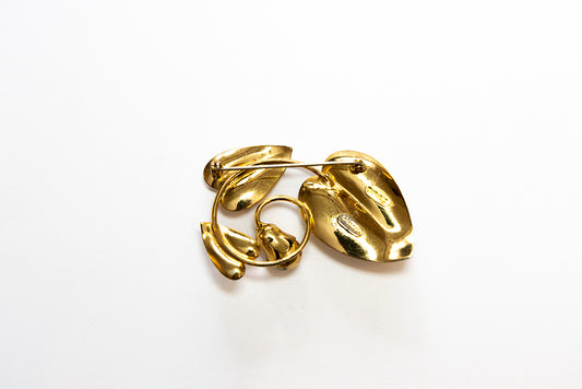 Back view of McClelland Barclay brooch with heart shaped leaves and flower bud