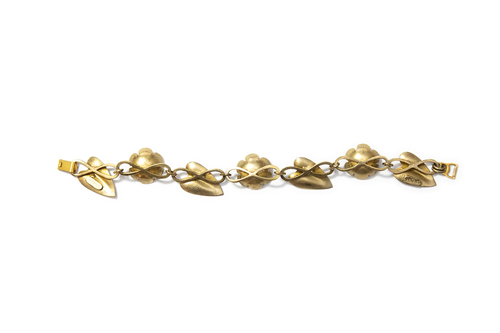 McCLELLAND BARCLAY Sterling Vermeil Flower & Leaf Bracelet