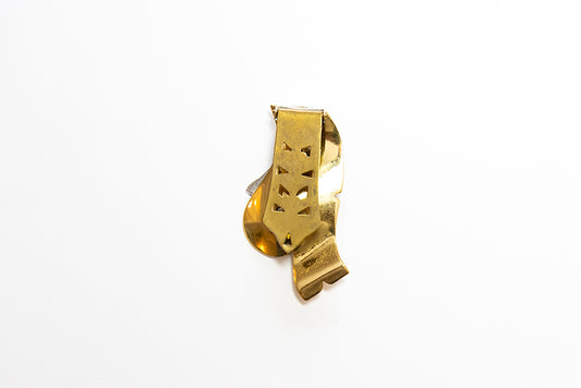 McCLELLAND BARCLAY Art Moderne Gold Plated with Pavé Rhinestones and Red Accents Dress Clip