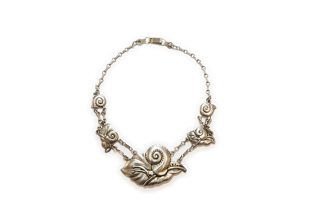 Vintage McCLELLAND BARCLAY sterling silver snail necklace