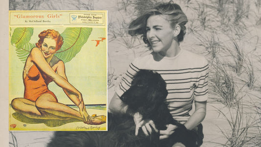 Who was Mardee Hoff? She was artist McClelland Barclay's last muse in many of his 1930s and early 40's works 1934 Glamorous Girls cover; black and white photo of Mardee and afghan dog ©PatriciaGostick