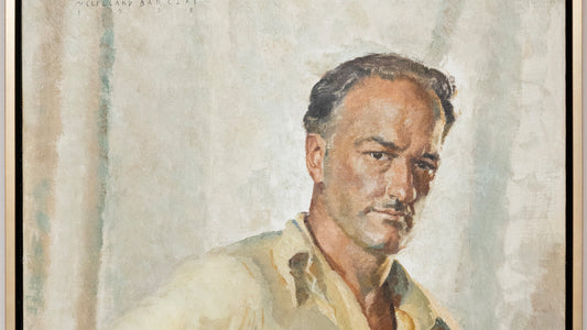 Original self portrait of McClelland Barclay. Signed and dated 1938. Oil on canvas. Private collection of Patricia Gostick.