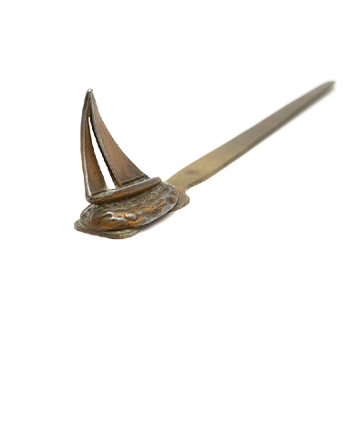 1930s vintage McClelland Barclay bronze tone sailboat letter opener