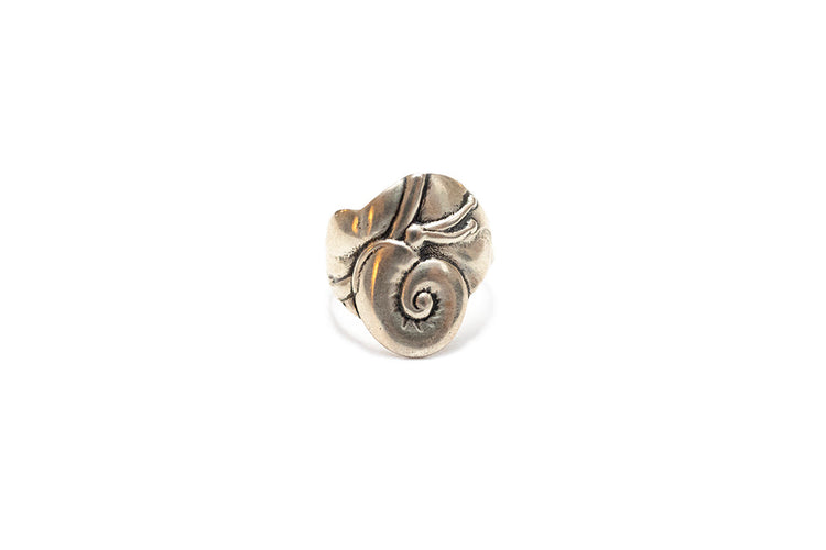 A rare vintage sterling silver snail ring by McClelland Barclay has an adjustable band for an easy fit