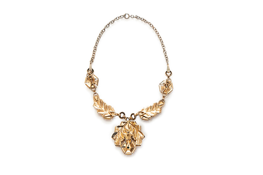 MCCLELLAND BARCLAY Gold Plated Oak Leaf and Multi Colour Stones Necklace