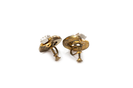 Back view of gold plated round  screwback earrings
