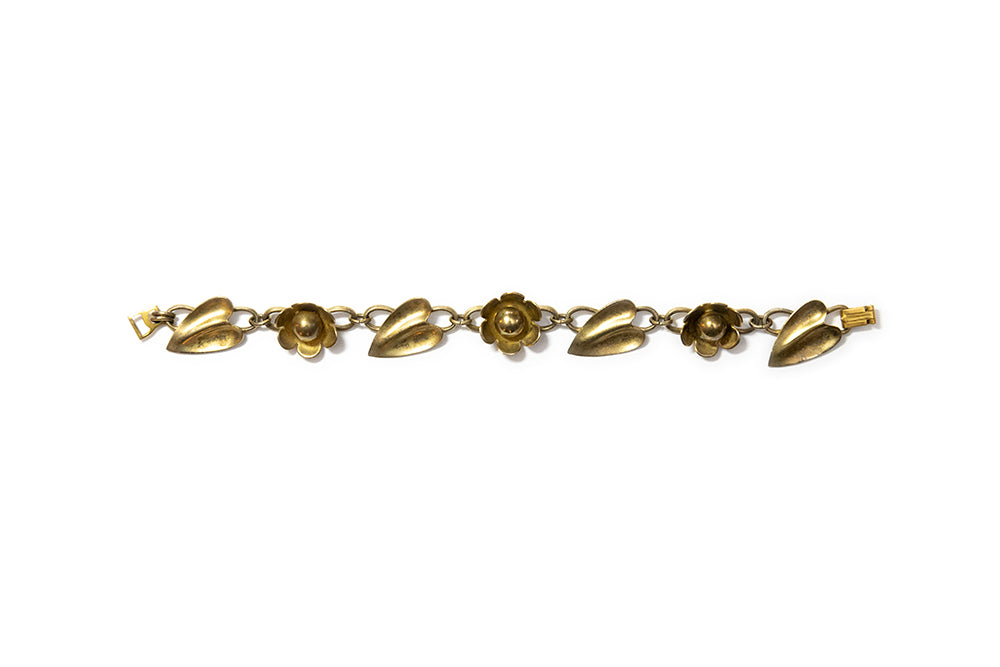 McCLELLAND BARCLAY Sterling Vermeil Flower & Leaf Bracelet