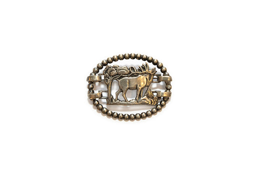 McClelland Barclay sterling silver elk brooch in beaded frame