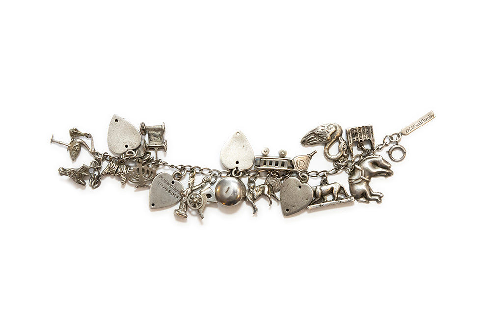 Very rare McClelland Barclay vintage Americana sterling sliver charm bracelet