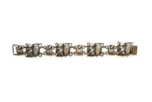 McCLELLAND BARCLAY Sterling Silver Repoussé Pine Cone Bracelet