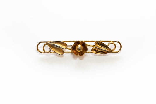 McClelland Barclay Sterling vermeil flower and leaves bar pin or brooch from the late 1930s