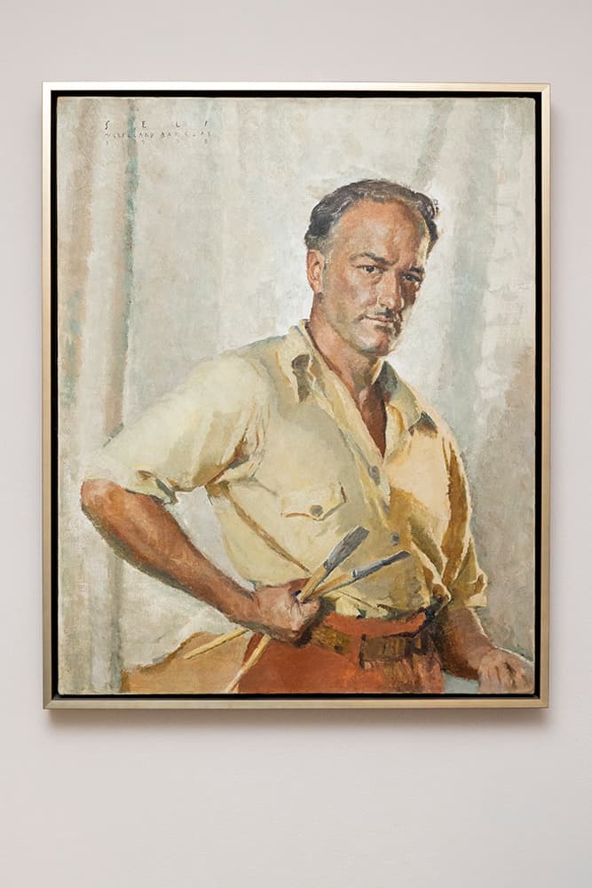 Self portrait oil painting of American Art Deco artist McClelland Barclay