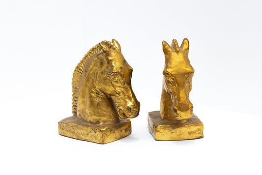 McCLELLAND BARCLAY Art Products pair of gold plated horse head bookends made in the 1930s