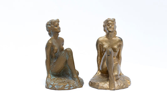 Pair of Art Deco bronze plated seated nude bookends by McClelland Barclay Art Products Inc. of New York