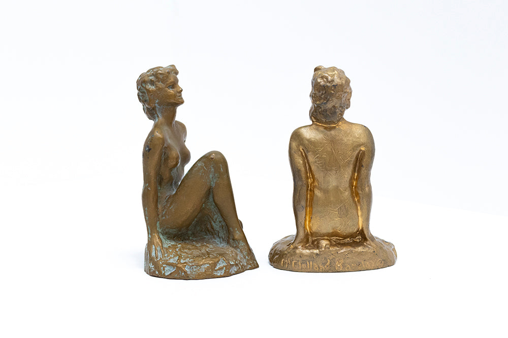Pair of Art Deco bronze plated nude bookends by McClelland Barclay Art Products 