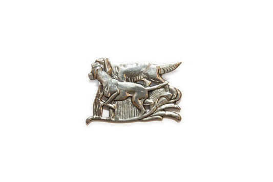 authentic vintage McClelland Barclay sterling silver hunting dogs brooch made between 1938-1943