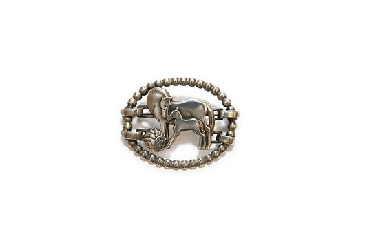 McCLELLAND BARCLAY Sterling Silver Art Deco Mare and Colt Brooch