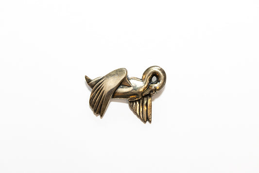 McClelland Barclay sterling silver Art Deco swan brooch, horizontal